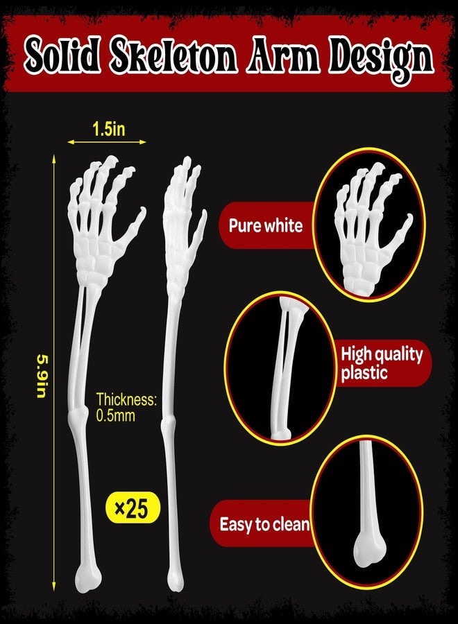 RunNico 25 Pcs 5.9''x1.5'' Halloween Skeleton Cocktail Stirrers, Reusable Skeleton Hand Swizzle Sticks, Halloween Plastic Drink Stirrer for Home Bar Horror Party Table Decorations Photo Props - Image 2
